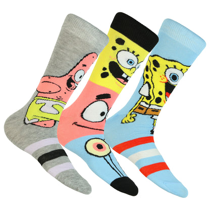 Nickelodeon SpongeBob SquarePants Crew Socks Men's 3 Pair Character Designs OSFM