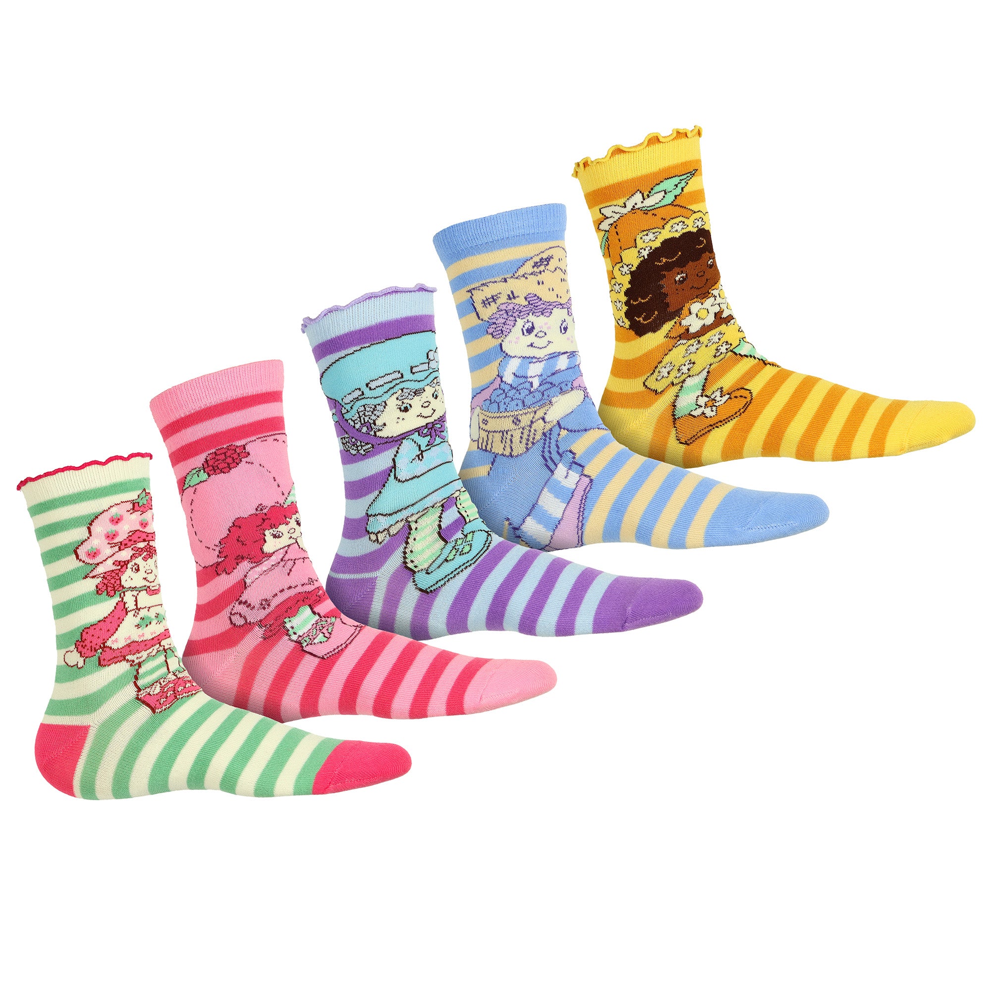 Strawberry Shortcake Crew Socks Women's Character Design 5-Pair, Shoe Size 5-10