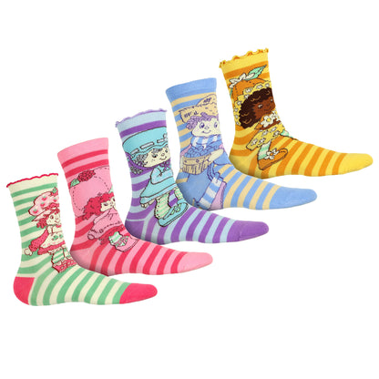 Strawberry Shortcake Crew Socks Women's Character Design 5-Pair, Shoe Size 5-10