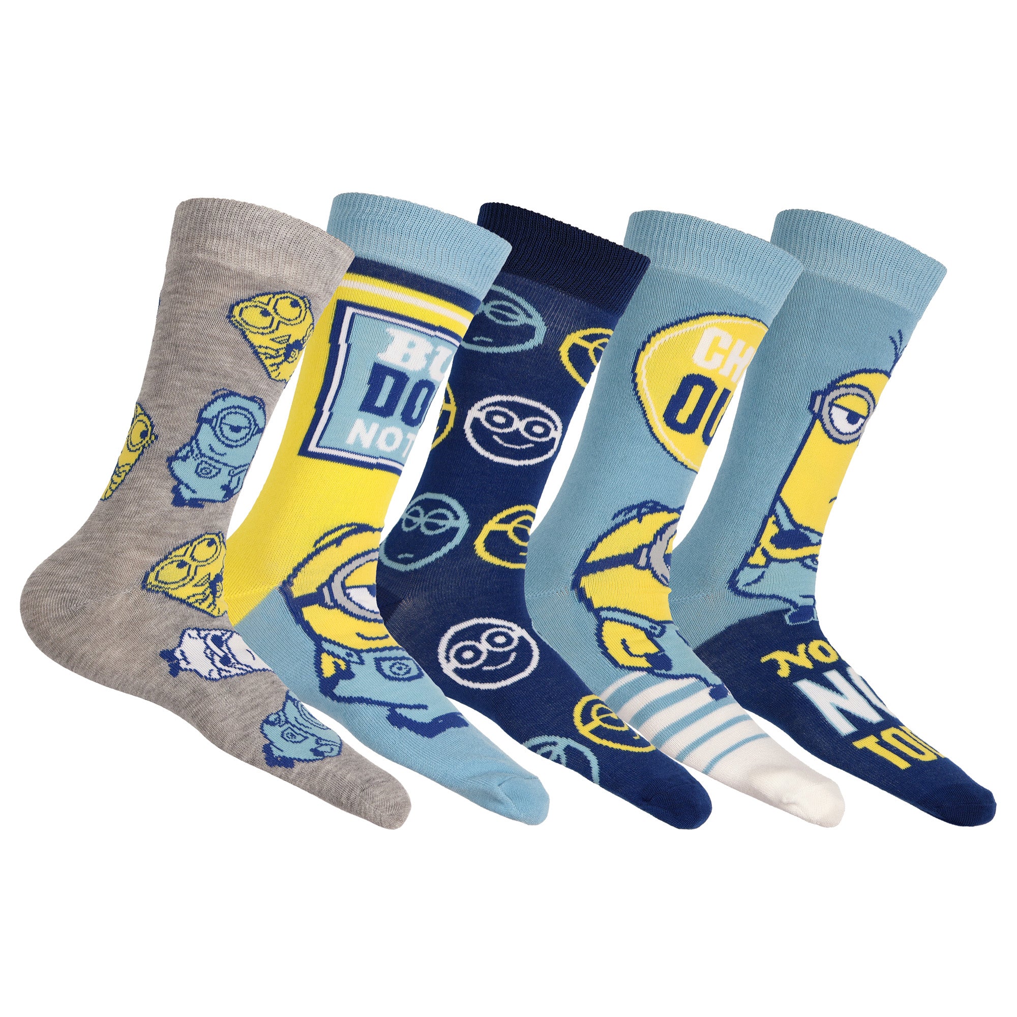 Minions Men's Crew Socks Novelty Movie-Inspired Mid-Calf, 5-Pack, Shoe Size 6-12