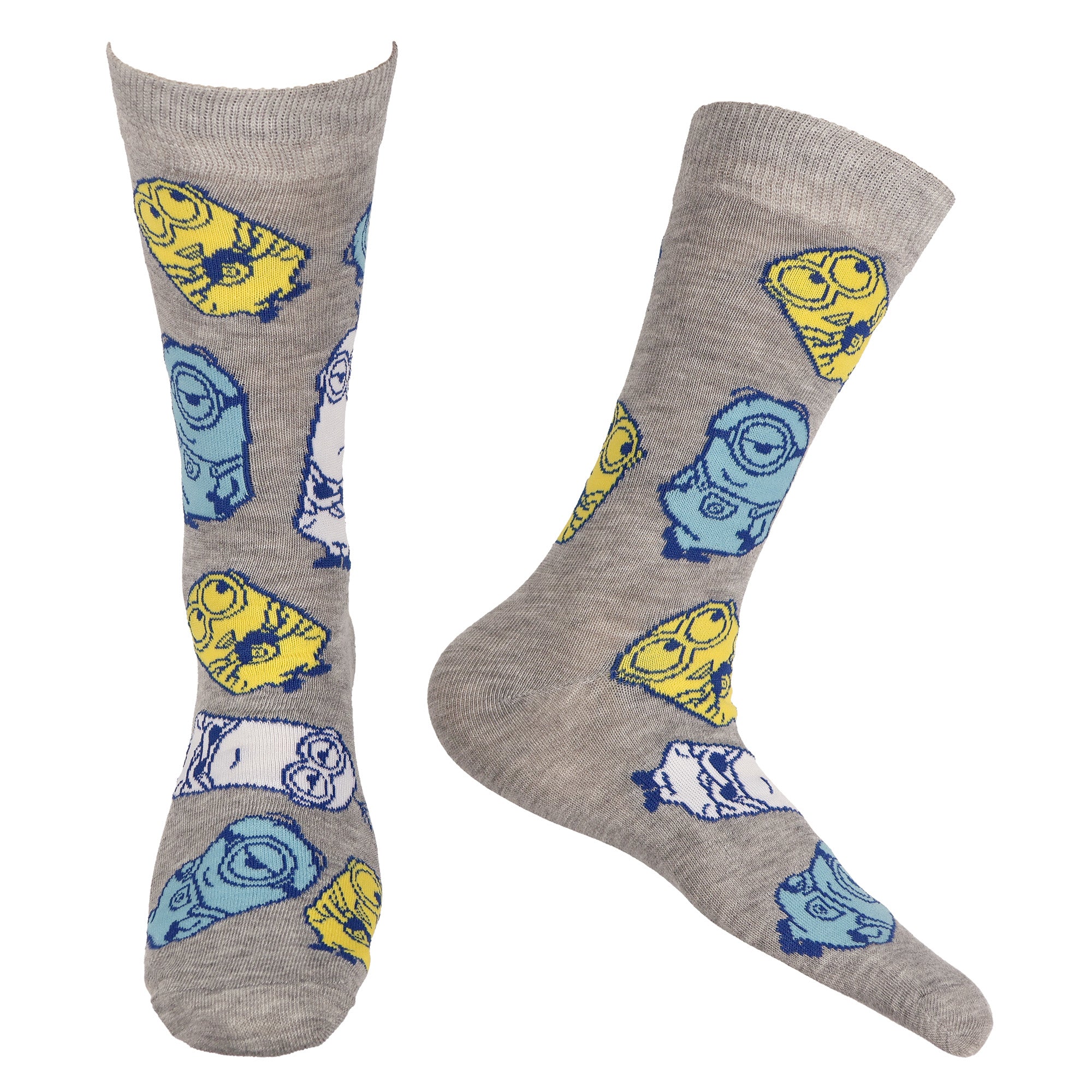 Minions Men's Crew Socks Novelty Movie-Inspired Mid-Calf, 5-Pack, Shoe Size 6-12