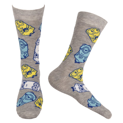 Minions Men's Crew Socks Novelty Movie-Inspired Mid-Calf, 5-Pack, Shoe Size 6-12