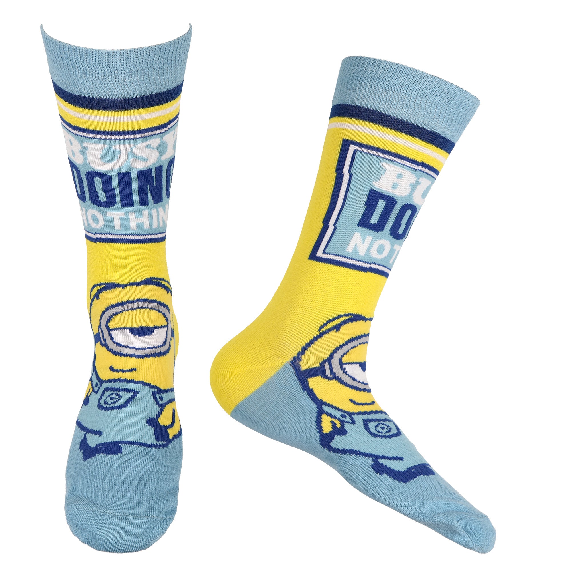 Minions Men's Crew Socks Novelty Movie-Inspired Mid-Calf, 5-Pack, Shoe Size 6-12