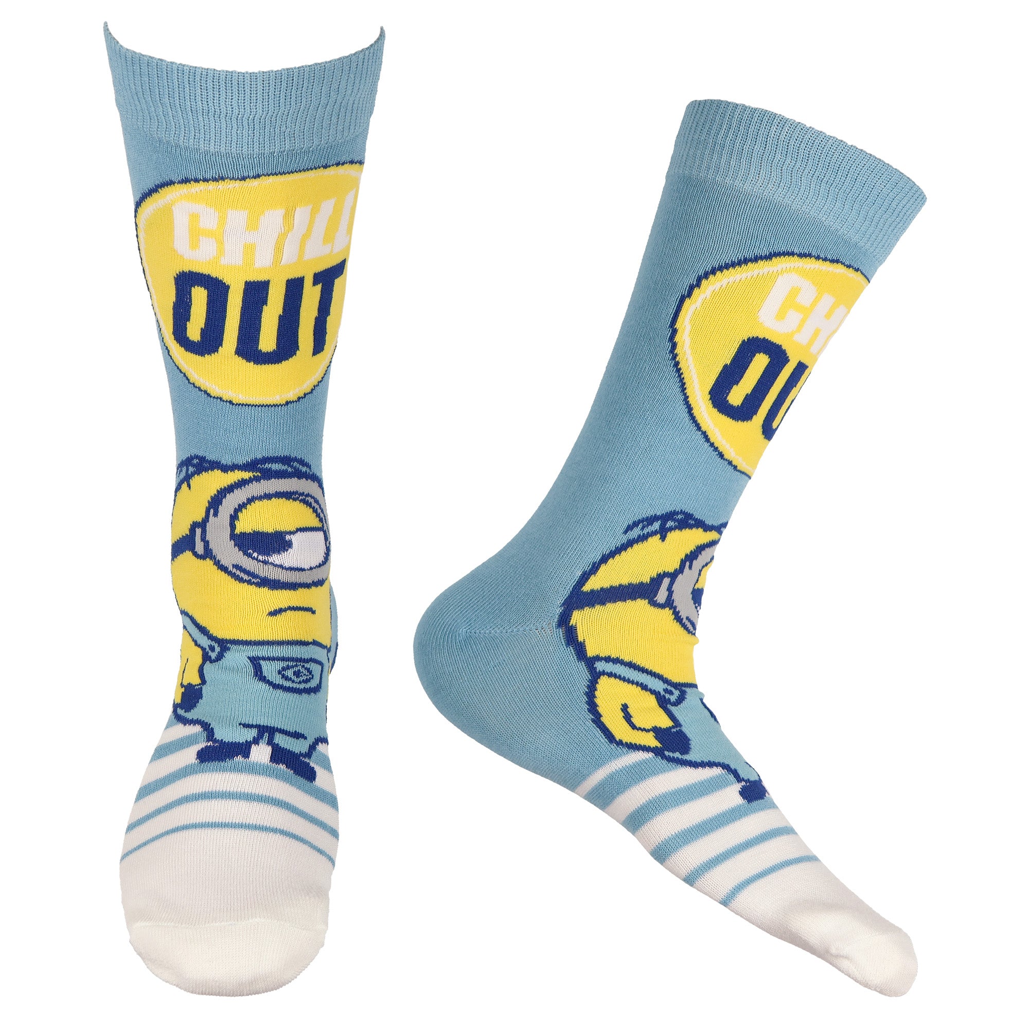 Minions Men's Crew Socks Novelty Movie-Inspired Mid-Calf, 5-Pack, Shoe Size 6-12