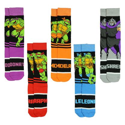 Teenage Mutant Ninja Turtles 5-Pack Character Mid-Calf Crew Socks Size 6-12