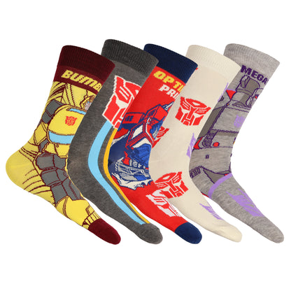 Transformers Crew Socks Men's Decepticon vs Autobot 5-Pack, Shoe Size 6-12