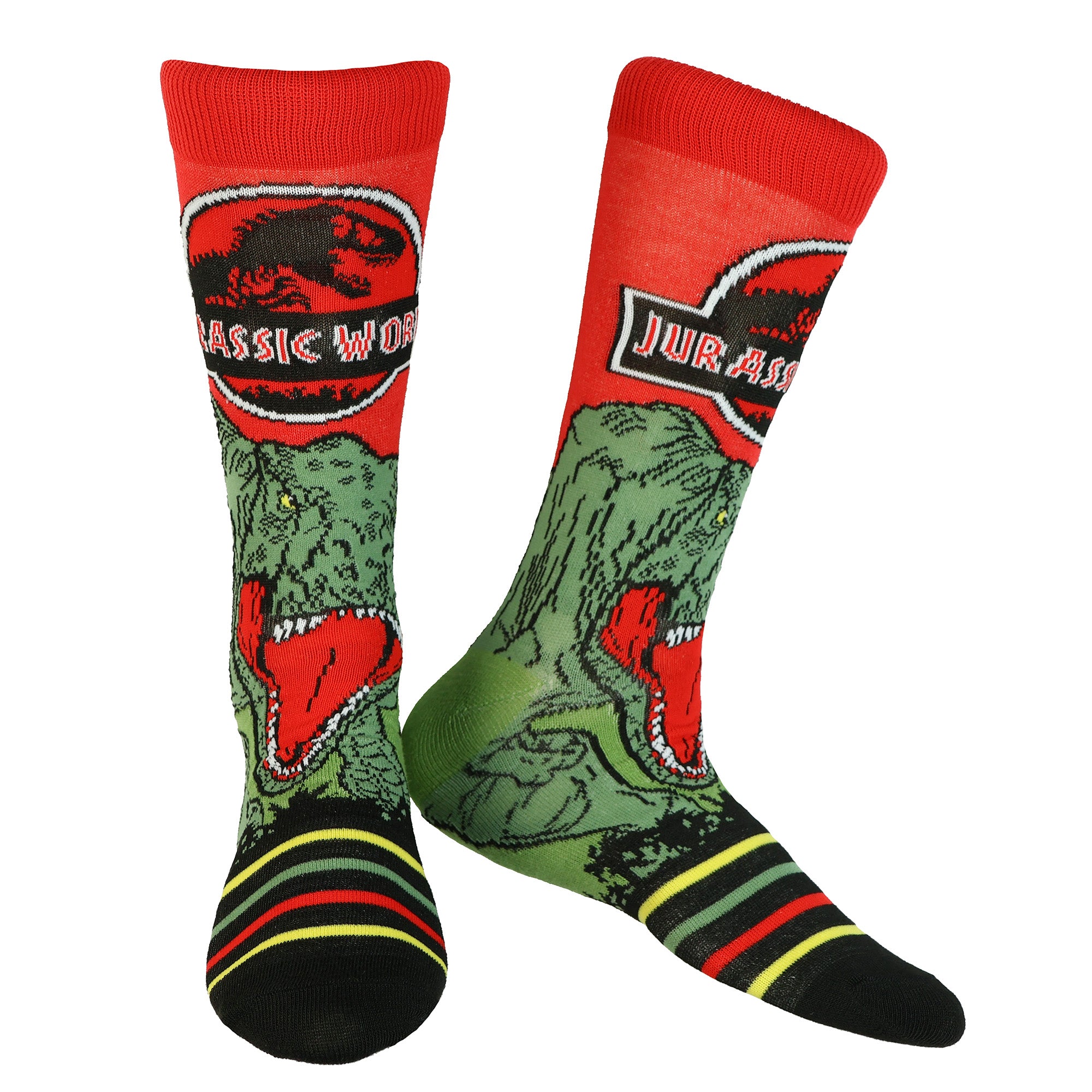 Jurassic World Crew Socks Dinosaur-Inspired Designs Men's Mid Calf 5 Pair OSFM