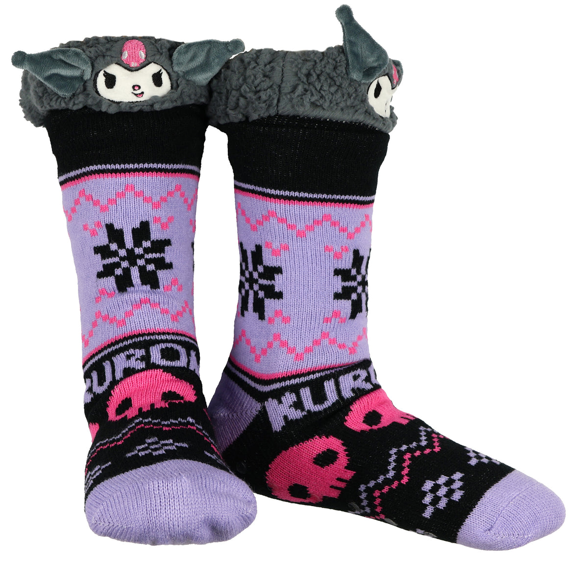 Kuromi Fluffy Fleece Lined Non Slip Adult Cabin Crew Sock Slippers