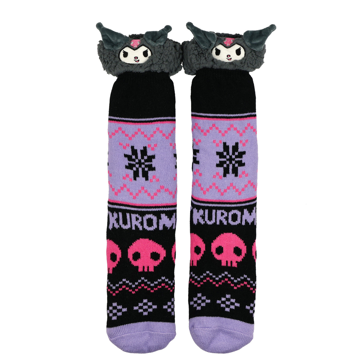 Kuromi Fluffy Fleece Lined Non Slip Adult Cabin Crew Sock Slippers