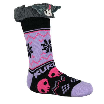 Kuromi Fluffy Fleece Lined Non Slip Adult Cabin Crew Sock Slippers