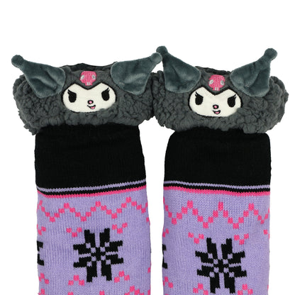 Kuromi Fluffy Fleece Lined Non Slip Adult Cabin Crew Sock Slippers