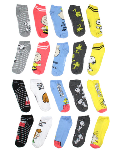Peanuts Women's Funny Quotes 10 Pairs Low Cut No Show Ankle Socks Mix n' Match