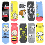 Peanuts Women's Funny Quotes 10 Pairs Low Cut No Show Ankle Socks Mix n' Match