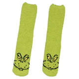 Dr. Seuss The Grinch Socks Adult Grinch Face Plush Slipper Socks w/ No-Slip Sole