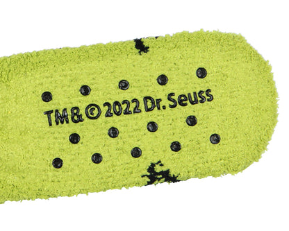 Dr. Seuss GRINCH Socks Kids Grinch Face Plush Slipper Socks w/ No-Slip Sole