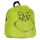 Dr. Suess The Grinch Embroidered Face w/ 3D Hair Tuft Fuzzy Soft Mini Backpack