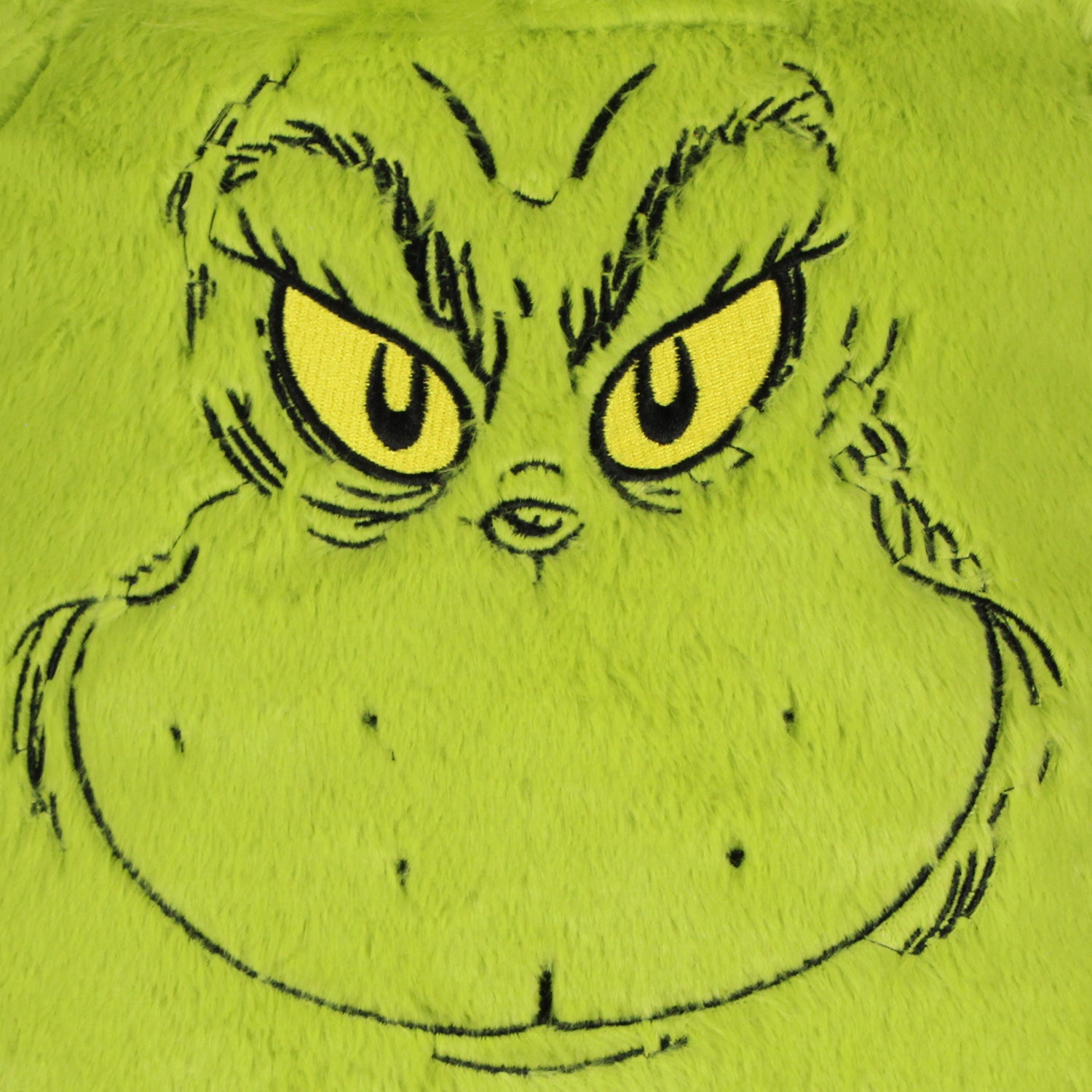 Dr. Seuss The Grinch Embroidered Face w/ 3D Hair Tuft Fuzzy Soft Mini Backpack 11"