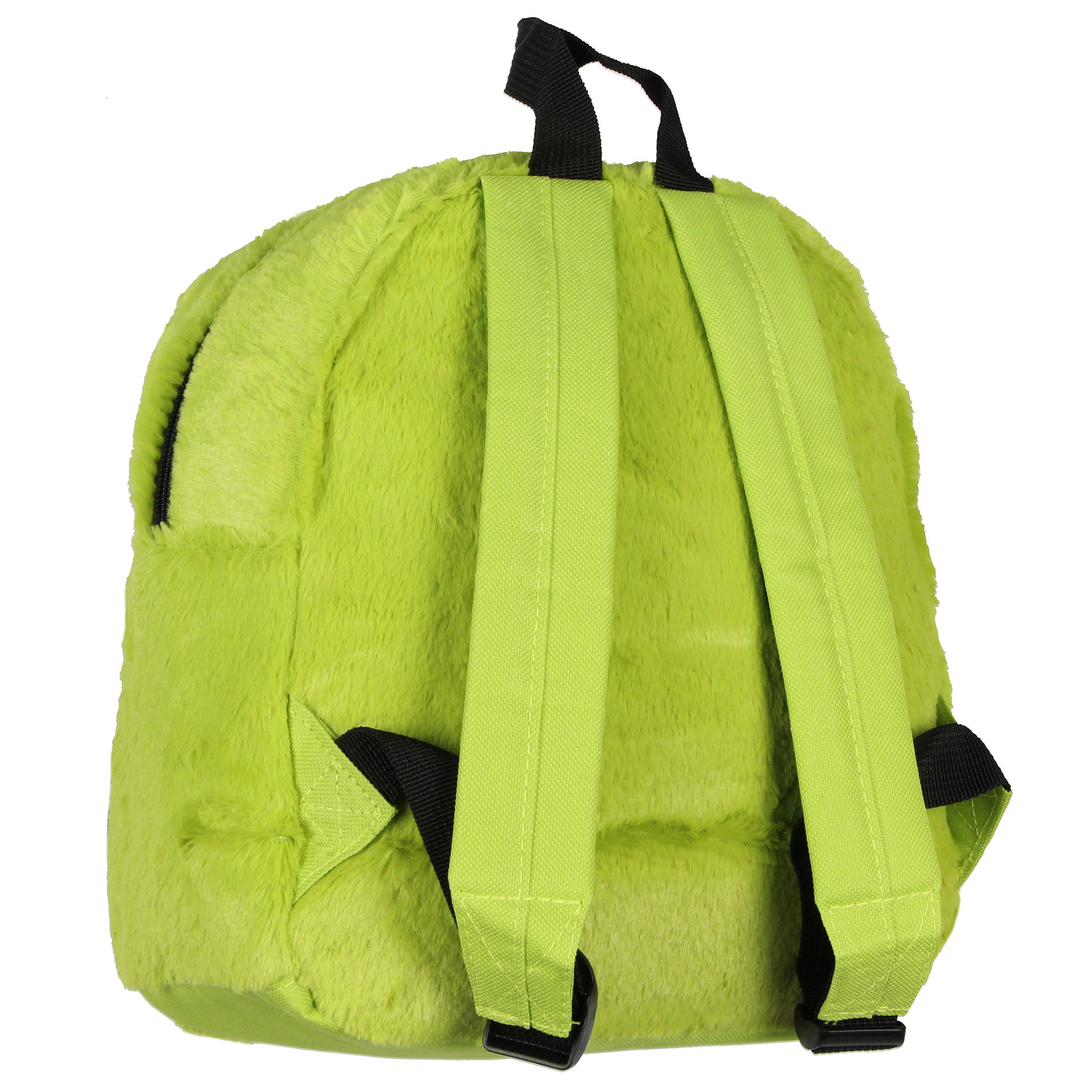 Dr. Seuss The Grinch Embroidered Face w/ 3D Hair Tuft Fuzzy Soft Mini Backpack 11"