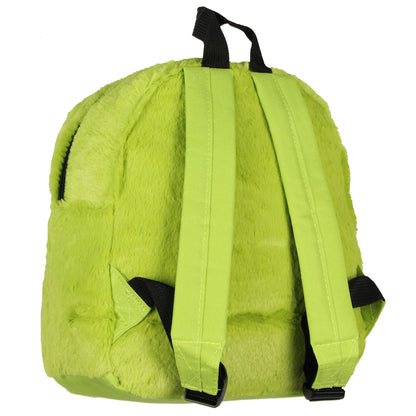 Dr. Seuss The Grinch Embroidered Face w/ 3D Hair Tuft Fuzzy Soft Mini Backpack 11"