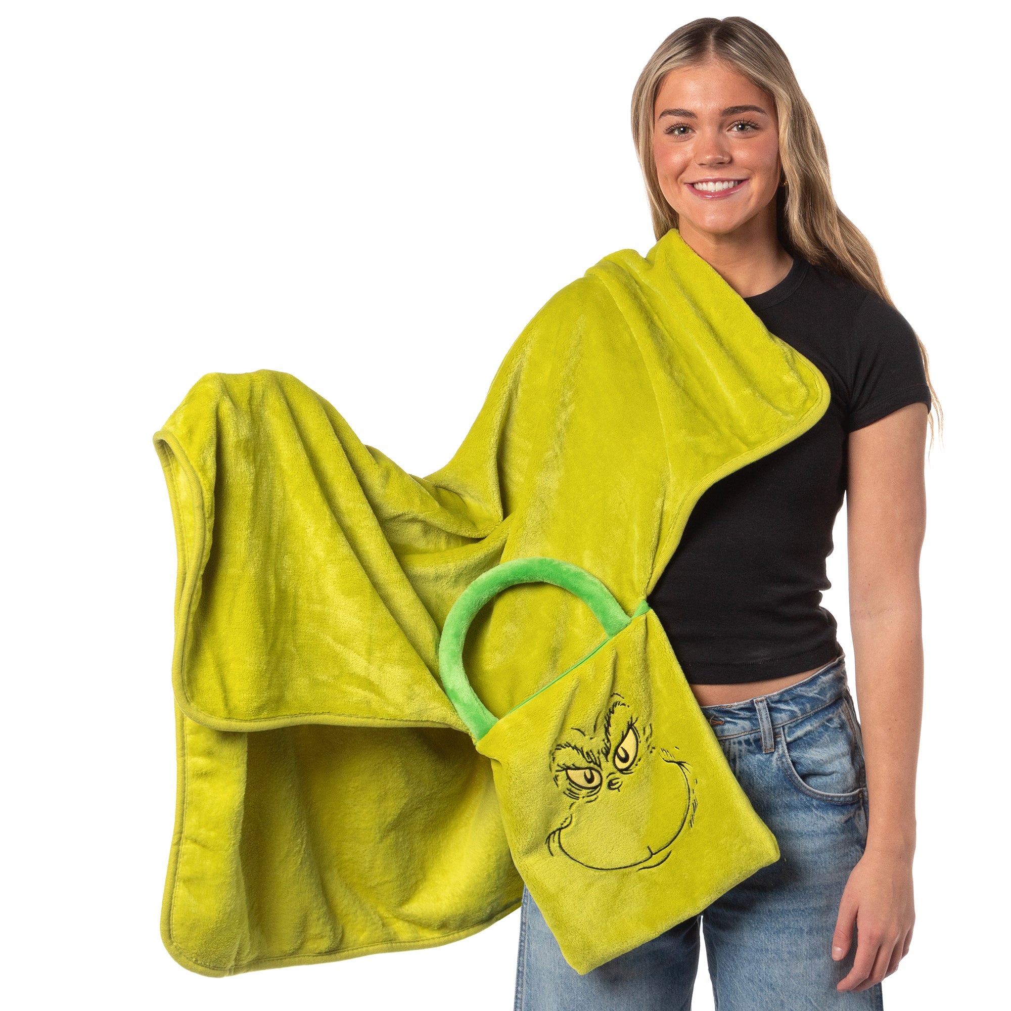 Dr. Seuss How the Grinch Stole Christmas Holiday Tote Bag Throw Blanket 40"x39" - Seven Times Six