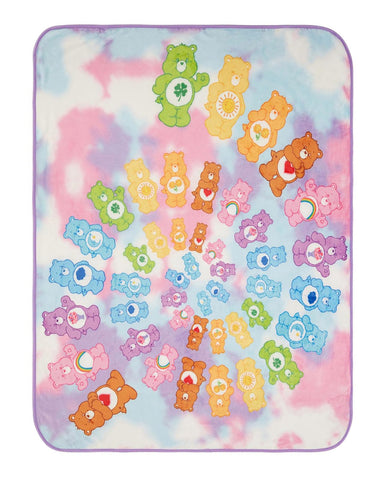 Care Bears Retro Rainbow Swirl Soft Fleece Throw Blanket 60"x45" For Couch & Bed