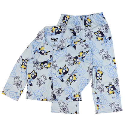 Bluey Pajamas Boys' 2-Piece Coat Front Flannel Lounge Sleep Set