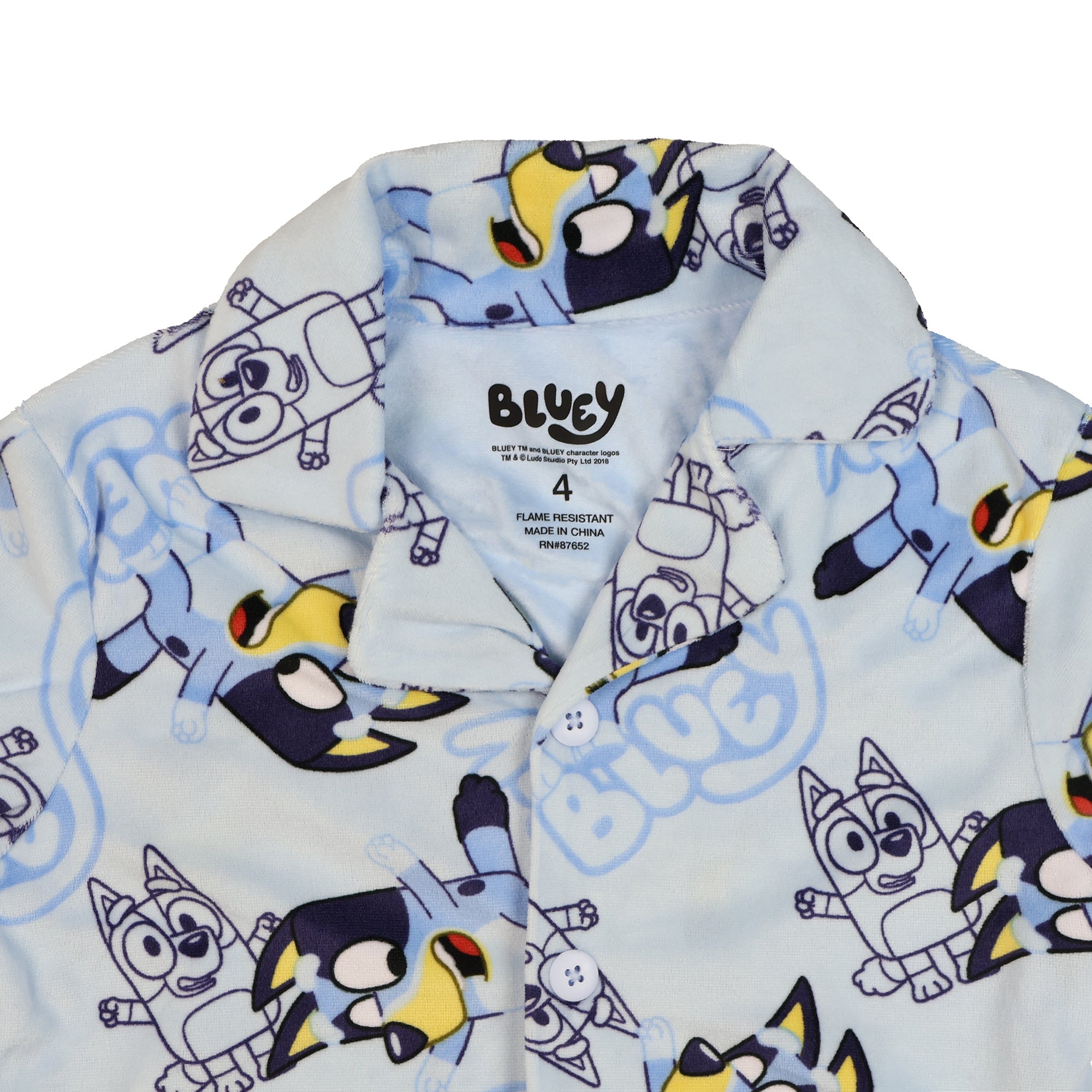 Bluey Pajamas Boys' 2-Piece Coat Front Flannel Lounge Sleep Set