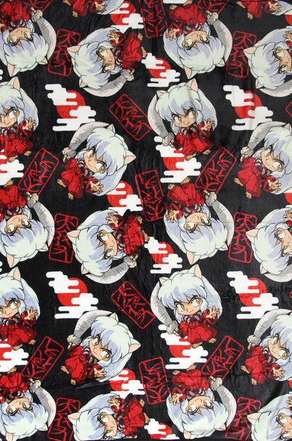 Inuyasha Anime Allover Chibi Character Soft Plush Fleece Throw Blanket 45" x 60"