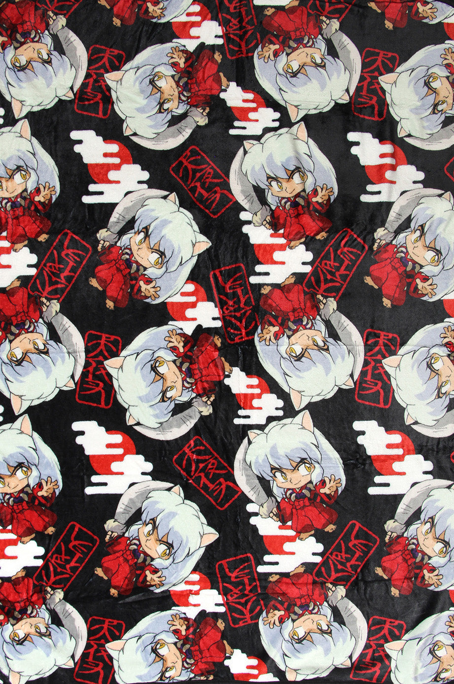 Inuyasha Anime Allover Chibi Character Soft Plush Fleece Throw Blanket 45" x 60"