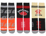 Naruto Shippuden Men's Clan Logos 3-Pack Adult Mid-Calf Crew Socks Size 8-12