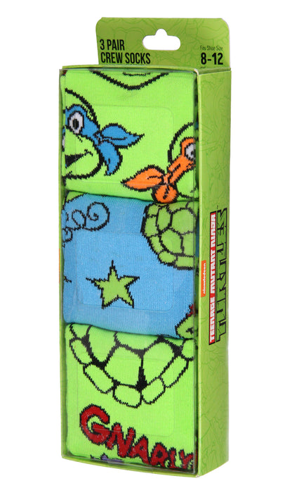 Teenage Mutant Ninja Turtles Men's Turtle Power 3-Pack Adult Mid-Calf Crew Socks