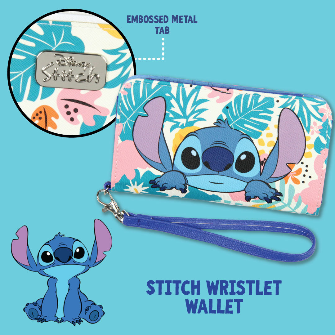 Disney Lilo & Stitch Tropical Design Snap-Closure Wristlet Wallet w/ Wrist Strap