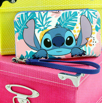 Disney Lilo & Stitch Tropical Design Snap-Closure Wristlet Wallet w/ Wrist Strap