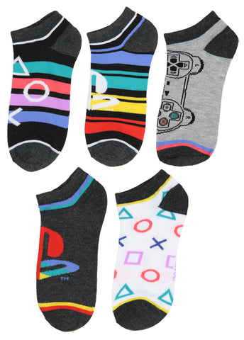 PlayStation Socks Video Game Console 5 Pack Adult No Show Ankle Socks