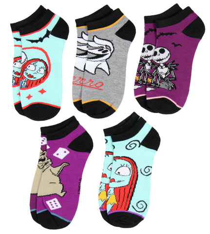 Disney Nightmare Before Christmas Jack Sally Zero Oogie Boogie Ankle Socks 5 PK