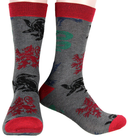 Harry Potter Socks House Crest and Animal Designs 5 Pack Adult Crew Socks