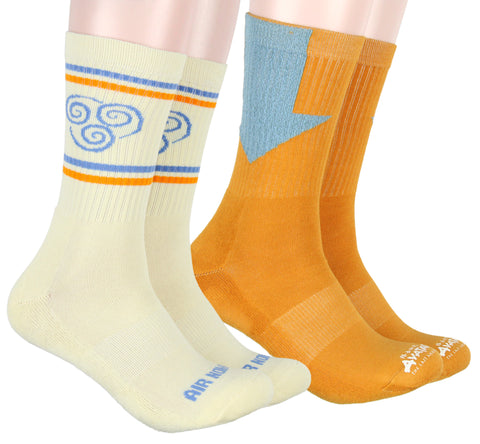 Avatar The Last Airbender Aang Tattoo Men's 2 Pack Athletic Adult Crew Socks