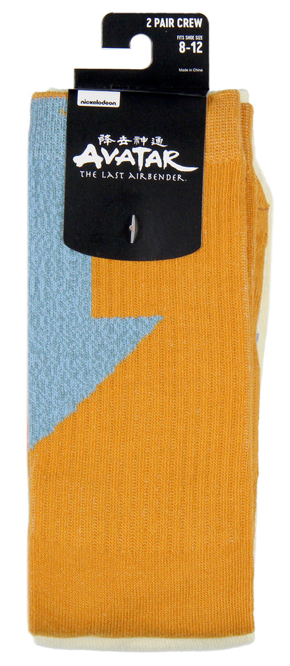 Avatar The Last Airbender Aang Tattoo Men's 2 Pack Athletic Adult Crew Socks