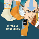 Avatar The Last Airbender Aang Tattoo Men's 2 Pack Athletic Adult Crew Socks