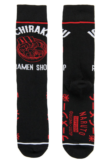 Naruto Shippuden Men's Ichiraku Ramen Noodle Soup 2 Pair Crew Socks