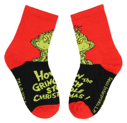 Dr. Seuss GRINCH Kids Socks 2 Pairs Athletic Crew Socks For Kids