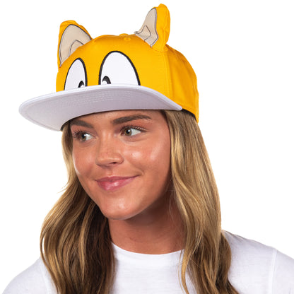 Sonic the Hedgehog Men's Hat Embroidered Character Face and 3D Ears Snapback Cap