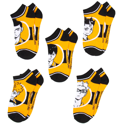 Haikyu!! Volleyball Manga Anime Multi-Character Adult 5 Pk No Show Ankle Socks