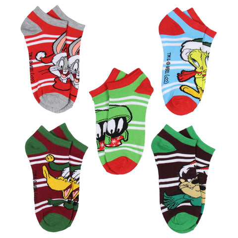 Looney Tunes Characters Striped Mix And Match Adult 5 Pack Ankle Socks