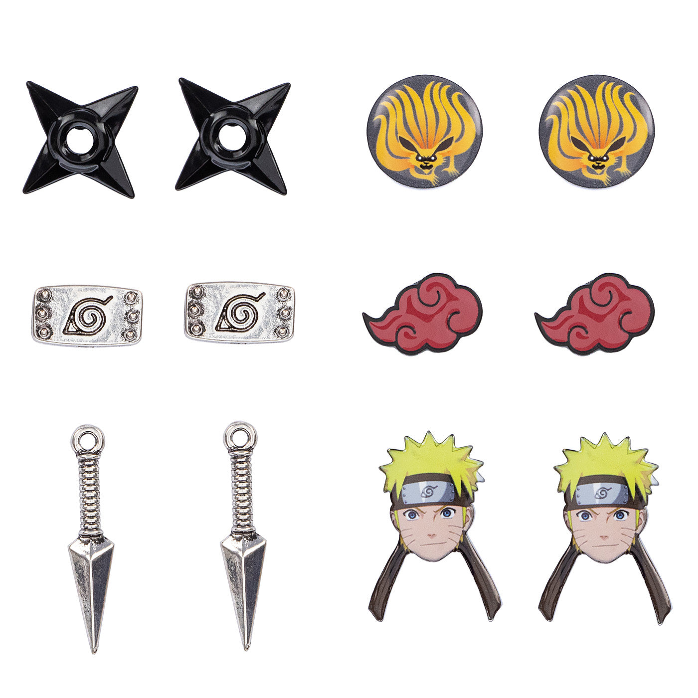 Naruto Shippuden Character And s 6 Pack Costume Jewelry Stud Earrings Set