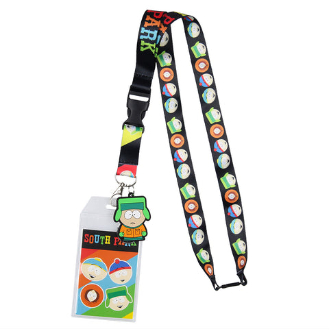 South Park ID Badge Holder Lanyard w/ 2" Kyle Rubber Pendant And Stickers