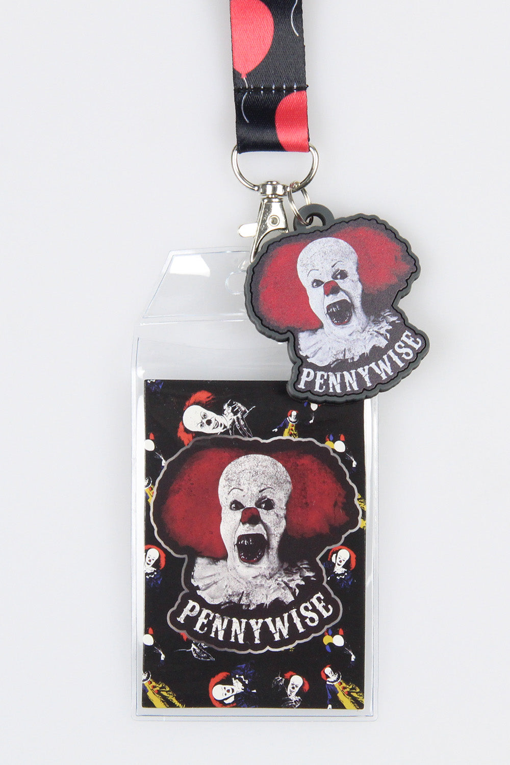 IT The Movie Pennywise ID Lanyard Badge Holder w/ And 2" Rubber Charm Pendant - Seven Times Six