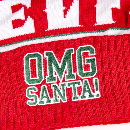 Elf The Movie Embroidered OMG Santa! Cuff Pom Christmas Adult Beanie Hat