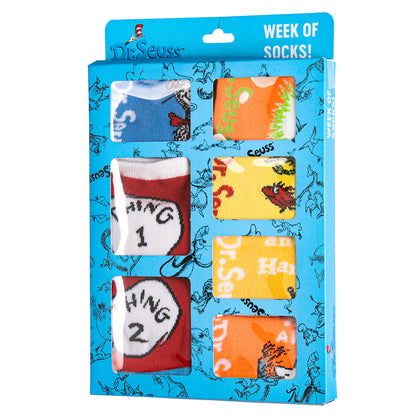 Dr. Seuss Book Titles and Characters Kids Week Of Socks Box Set 7 Pairs