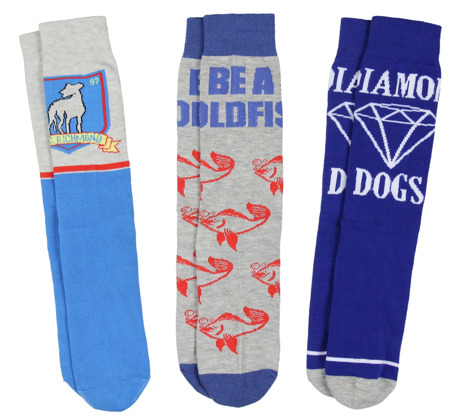 Ted Lasso Original Series AFC Richmond 3 Pairs Multi-Design Mid-Calf Crew Socks